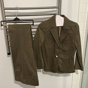 Teenflo Olive Green Blazer and Pants Set in size 8- cotton